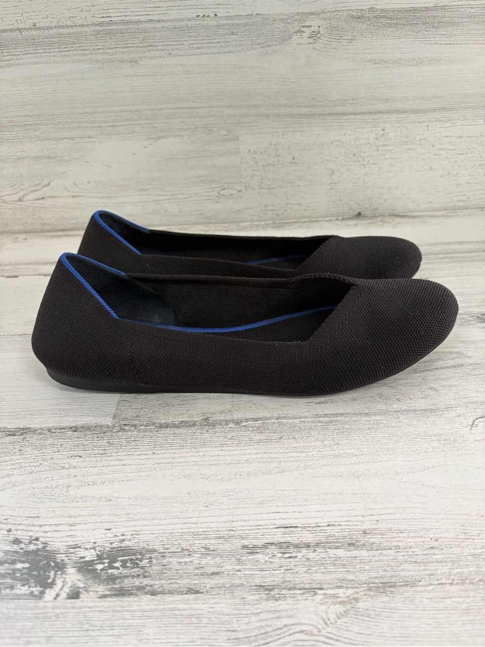 Rothy’s Women’s Size 10.5 The Flat Round Toe Ballet Flats Blue Trim